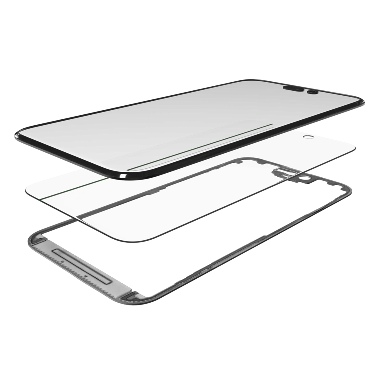 3 in 1 (Glass With OCA Pre-Installed + Frame) Compatible For iPhone 15 Pro (OCA Master)