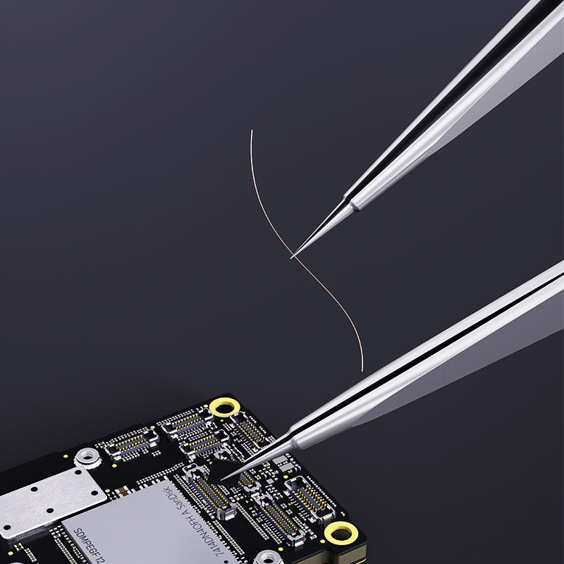 iNeeZy Handmade Non-Magnetic Stainless Tweezers (Silver - Wide) (Qianli)