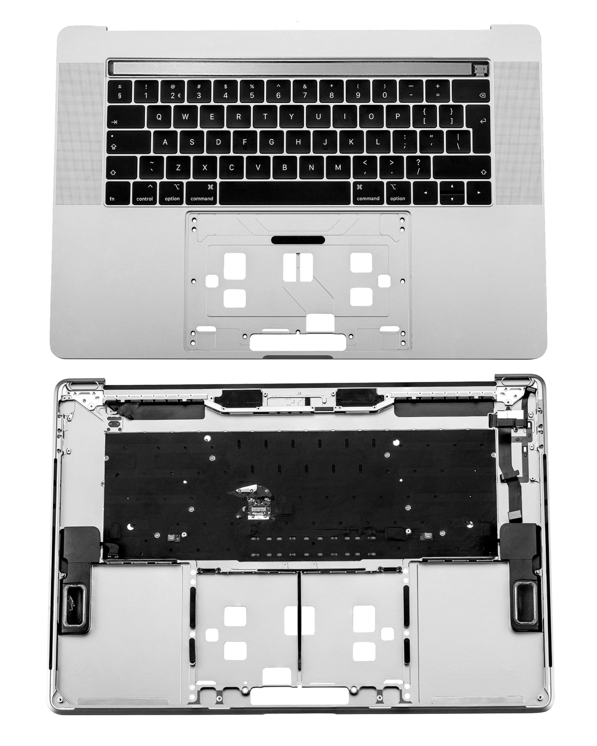 SPACE GREY TOP CASE WITH KEYBOARD (UK ENGLISH) FOR MACBOOK PRO 15" TOUCH BAR A1990 (LATE 2018 / EARLY 2019) (USED OEM PULL: COSMETIC GRADE: NEW)