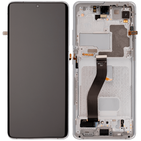 OLED Assembly With Frame Compatible For Samsung Galaxy S21 Ultra 5G Replacement (Vemake ) (Phantom Silver)