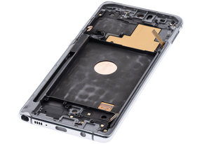 OLED Assembly With Frame Compatible For Samsung Galaxy Note 10 Lite Replacement  (Vemake ) (Aura Glow / Silver)