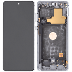 OLED Assembly With Frame Compatible For Samsung Galaxy Note 10 Lite Replacement  (Vemake ) (Aura Glow / Silver)