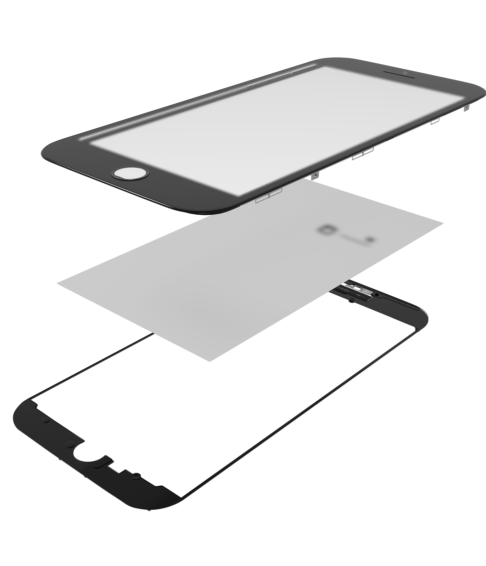 3 in 1 (Glass With OCA Pre-Installed + Frame) Compatible For iPhone 7 (OCA Master) (2 Pack) (Black)