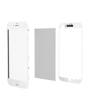 3 in 1 (Glass With OCA Pre-Installed + Frame) Compatible For iPhone 7 Plus (OCA Master) (2 Pack) (White)