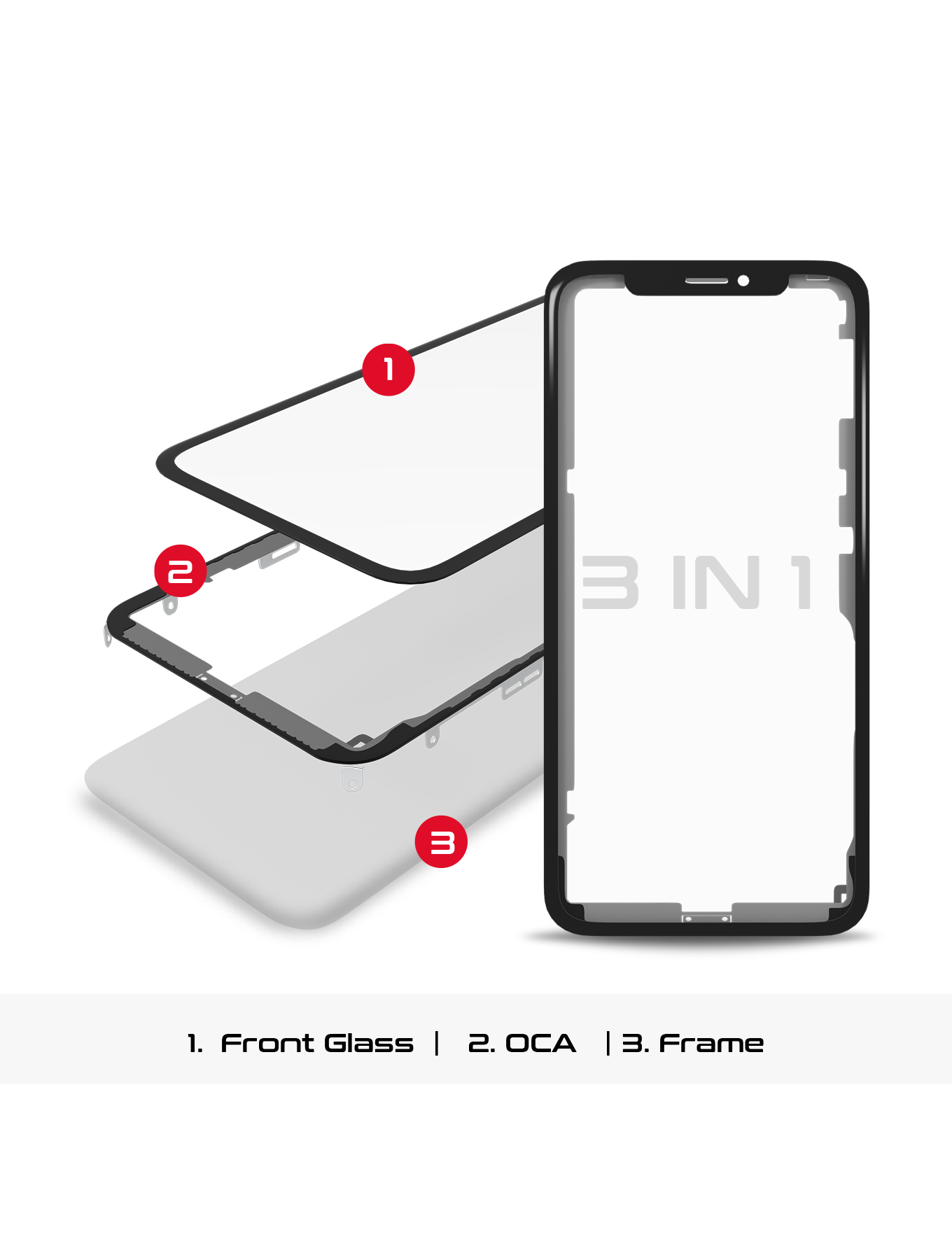 3 in 1 (Glass With OCA Pre-Installed + Frame) Compatible For iPhone XR (OCA Master) (2 Pack)
