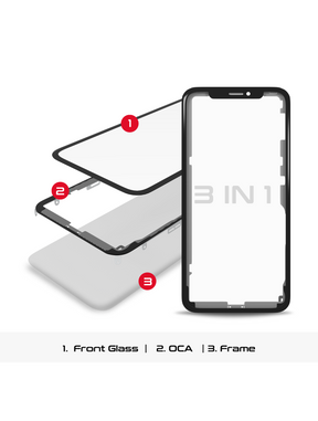 3 in 1 (Glass With OCA Pre-Installed + Frame) Compatible For iPhone XR (OCA Master) (2 Pack)