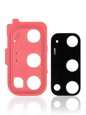 Back Camera Lens With Cover Bezel Ring Compatible For Samsung Galaxy S20 / S20 5G Replacement (Red)