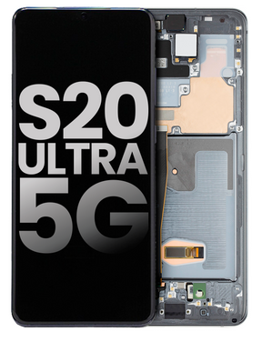 Replacement OLED Assembly With Frame Compatible For Samsung Galaxy S20 Ultra 5G (Used OEM Pull: Grade B/C) (Cosmic Gray)