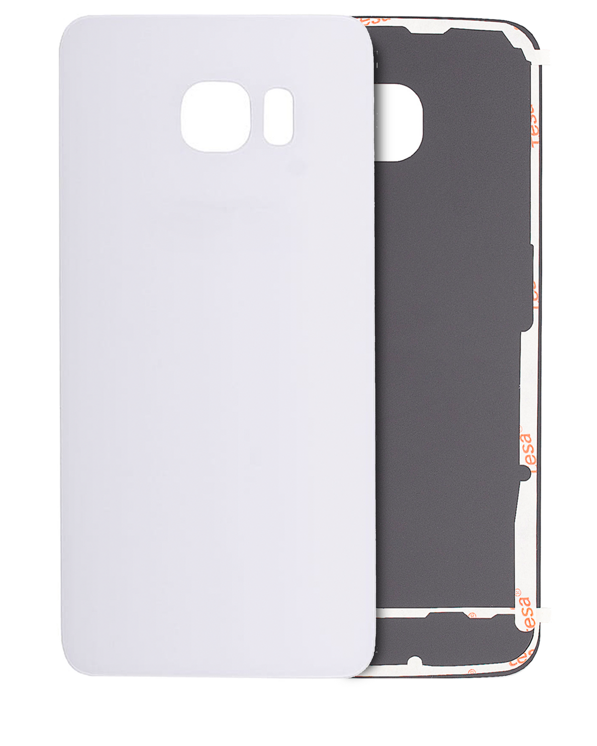 Replacement Back Cover Glass Compatible For Samsung Galaxy S6 Edge (No Logo) (Vemake) (White)