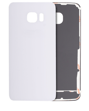 Replacement Back Cover Glass Compatible For Samsung Galaxy S6 Edge (No Logo) (Vemake) (White)