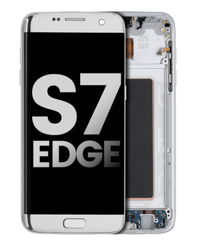 OLED Assembly With Frame Compatible For Samsung Galaxy S7 Edge Replacement (All US Models) (Used OEM Pull: Grade A) (Silver)