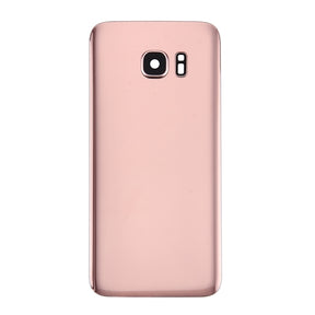 Replacement Back Cover Glass With Camera Lens Compatible For Samsung Galaxy S7 Edge (No Logo) (Vemake) (Rose Pink)