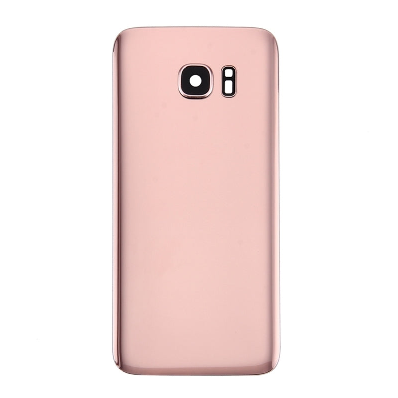 Replacement Back Cover Glass With Camera Lens Compatible For Samsung Galaxy S7 Edge (No Logo) (Vemake) (Rose Pink)