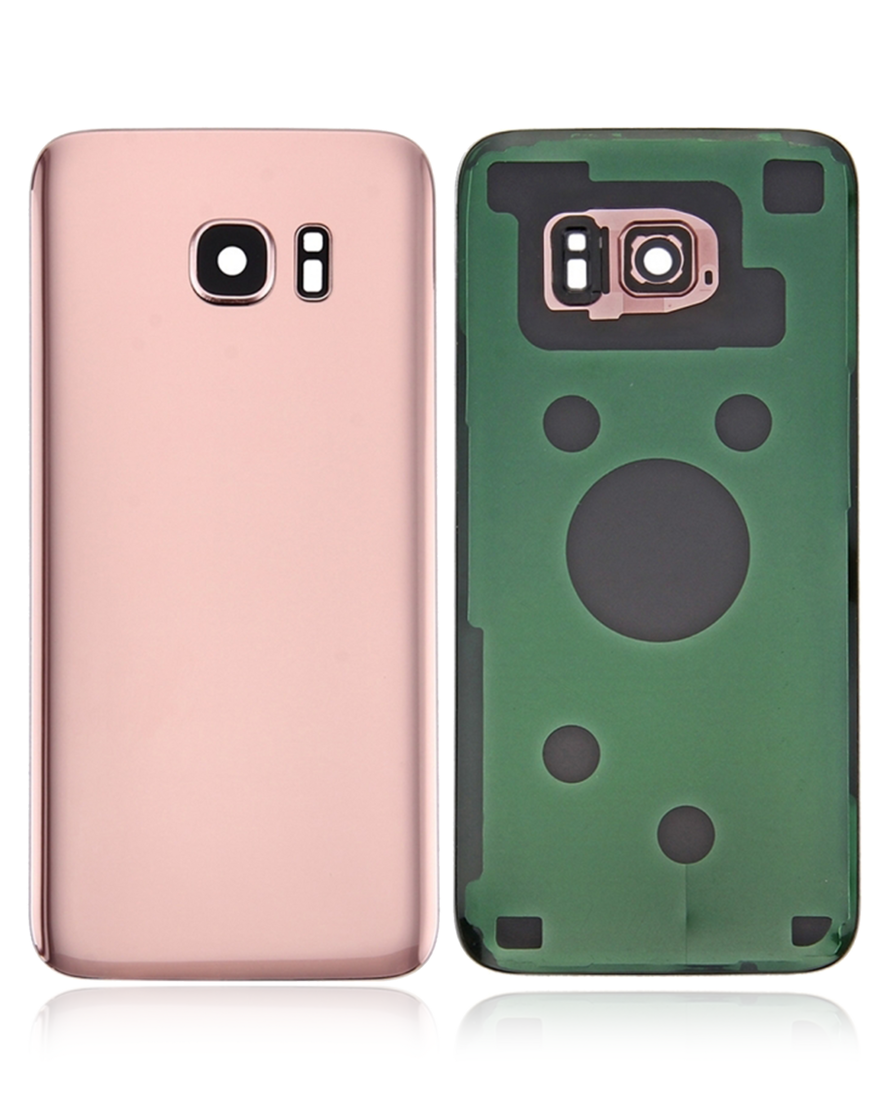 Replacement Back Cover Glass With Camera Lens Compatible For Samsung Galaxy S7 Edge (No Logo) (Vemake) (Rose Pink)
