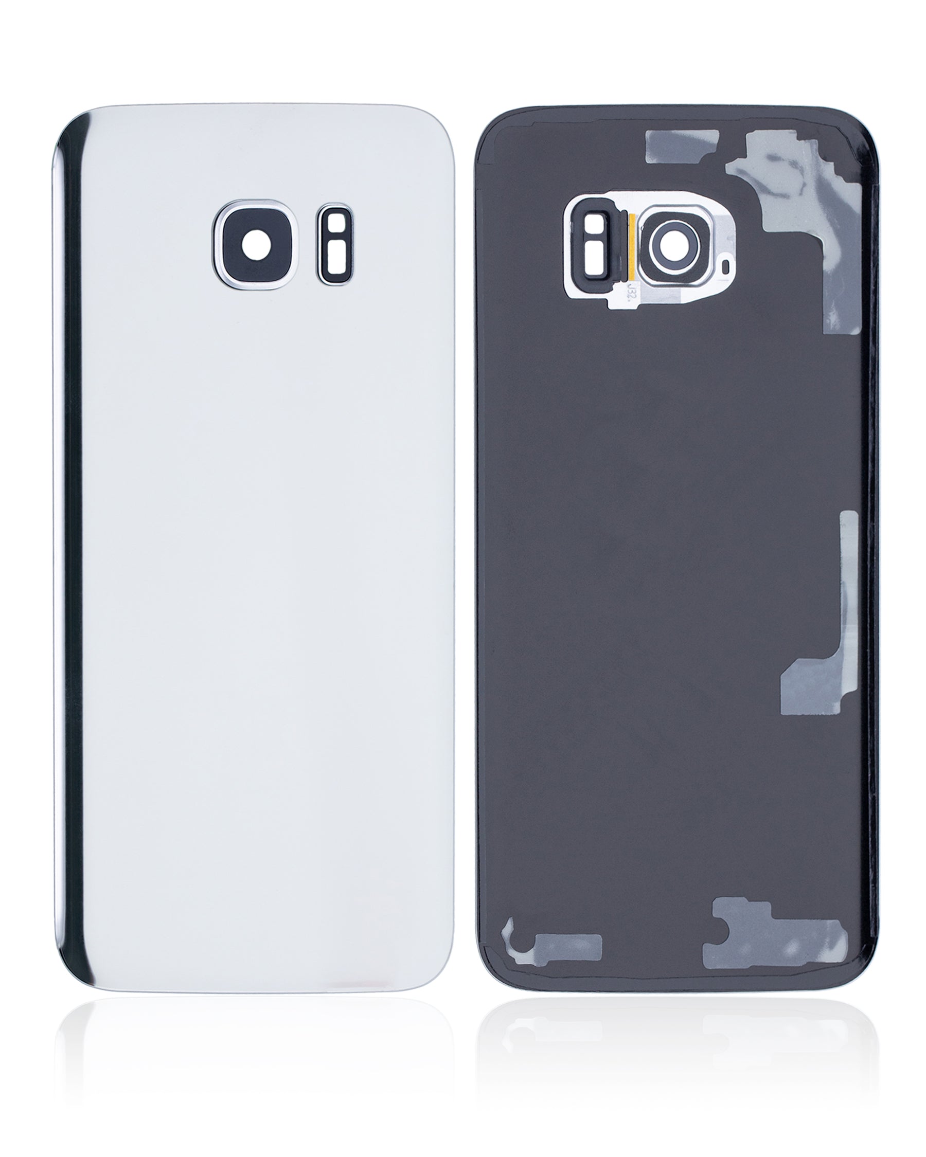 Back Cover Glass With Camera Lens Compatible For Samsung Galaxy S7 Edge Replacement (No Logo) (Vemake) (Silver)