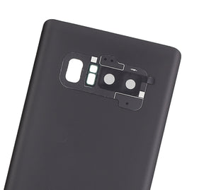 Back Cover Glass With Camera Lens Compatible For Samsung Galaxy Note 8 Replacement (No Logo) (Vemake) (Midnight Black)