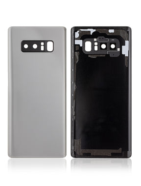 Back Cover Glass With Camera Lens Compatible For Samsung Galaxy Note 8 Replacement (No Logo) (Vemake) (Silver)