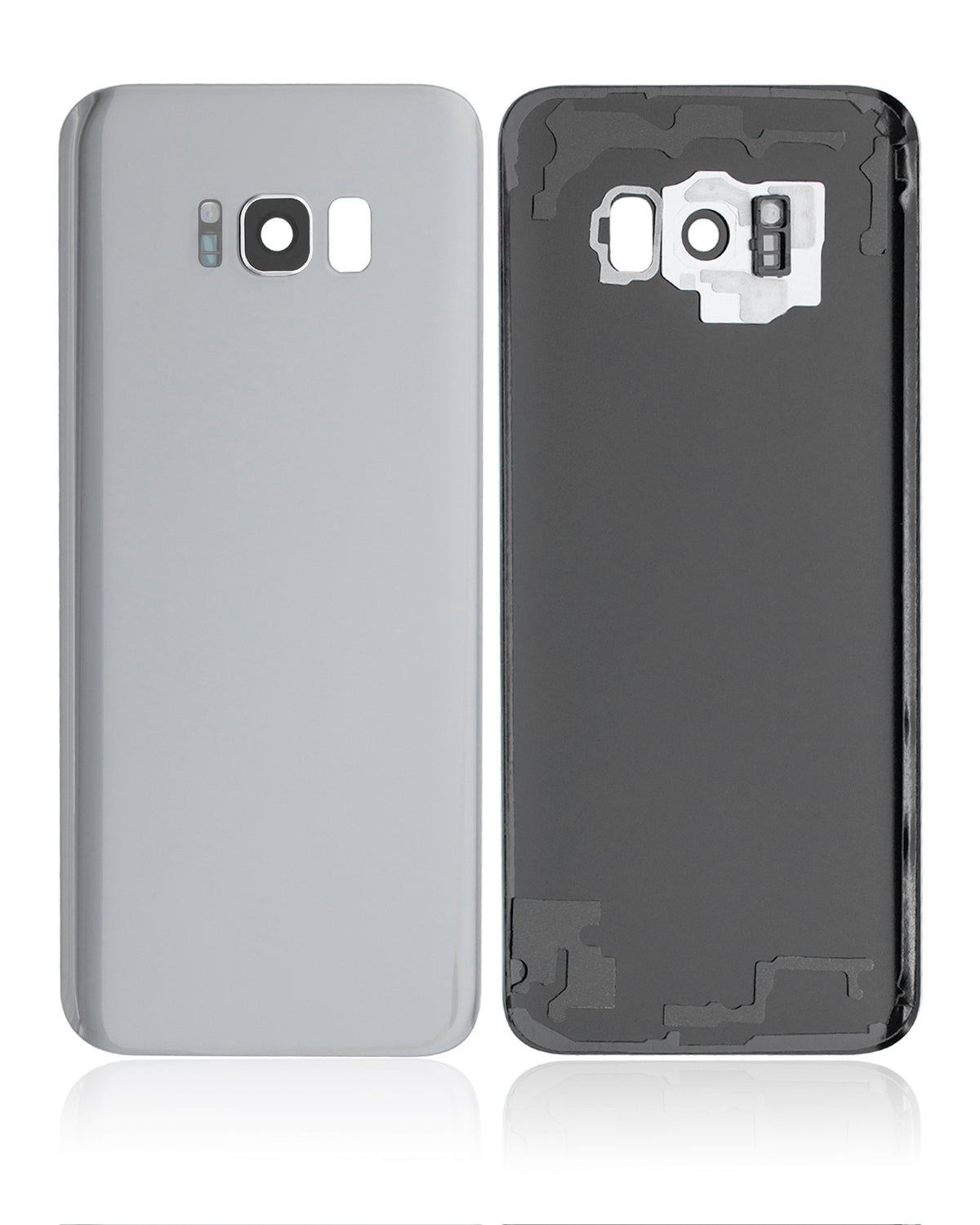 Back Cover Glass With Camera Lens Compatible For Samsung Galaxy S8 Plus Replacement (No Logo) (Vemake) (Arctic Silver)