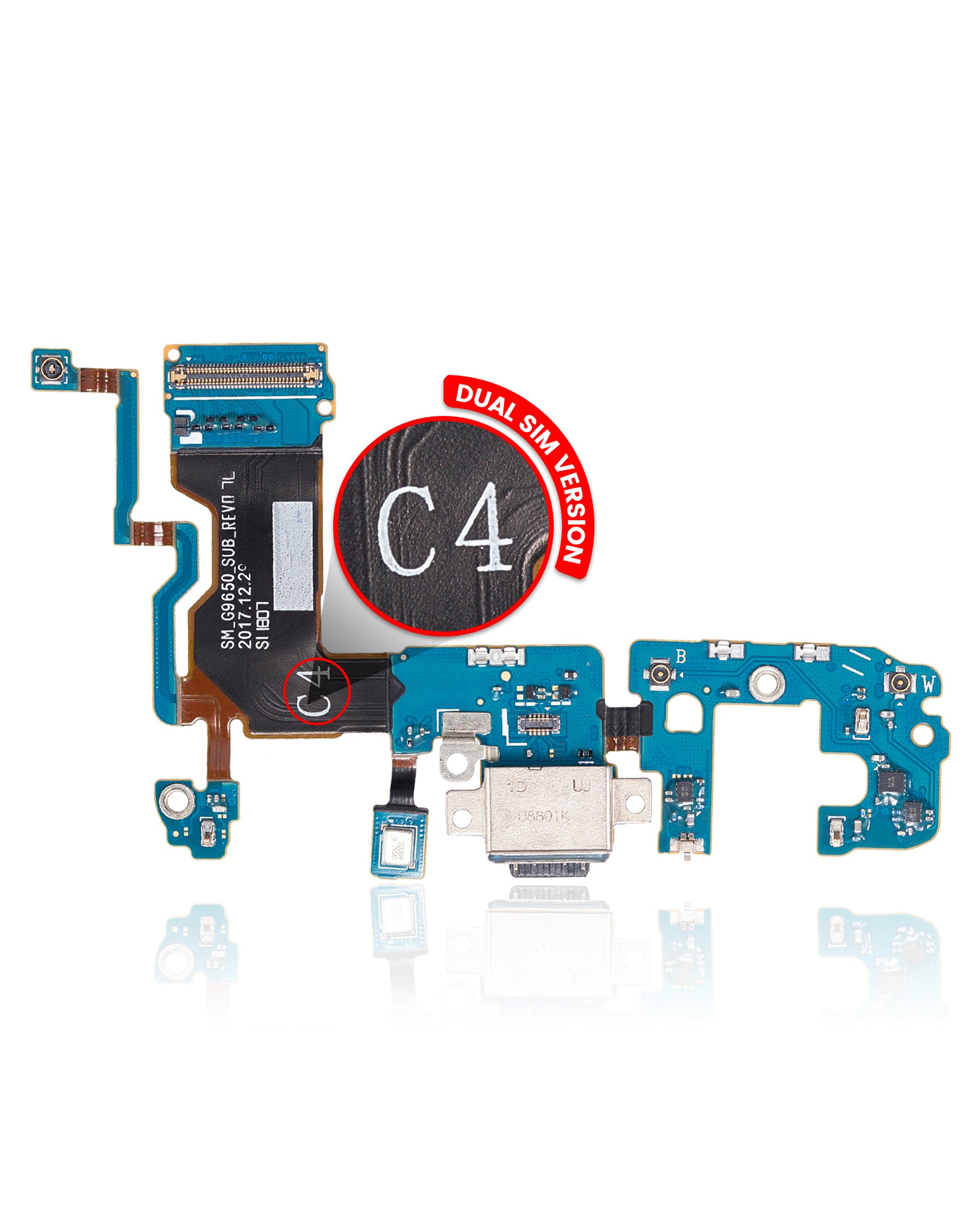 Replacement Charging Port With Flex Cable Compatible For Samsung Galaxy S9 Plus (G9650) (Dual Sim Version)