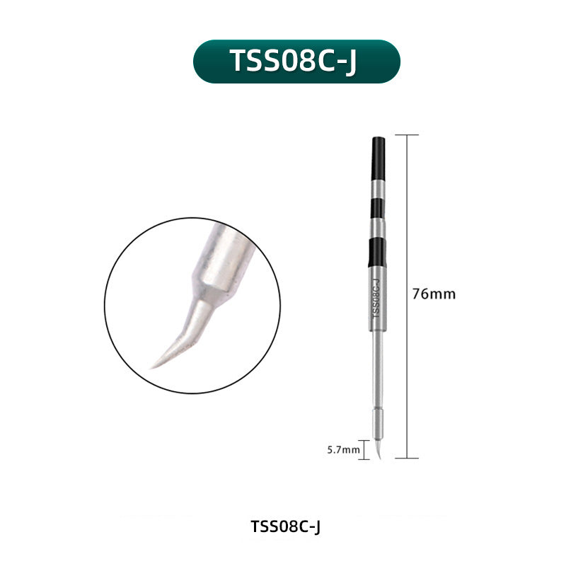 Soldering Iron Handle Tip Replacement (Curved Tip) Compatible With Quick Q8 Soldering Station (Quick Model # TSS08C-J)