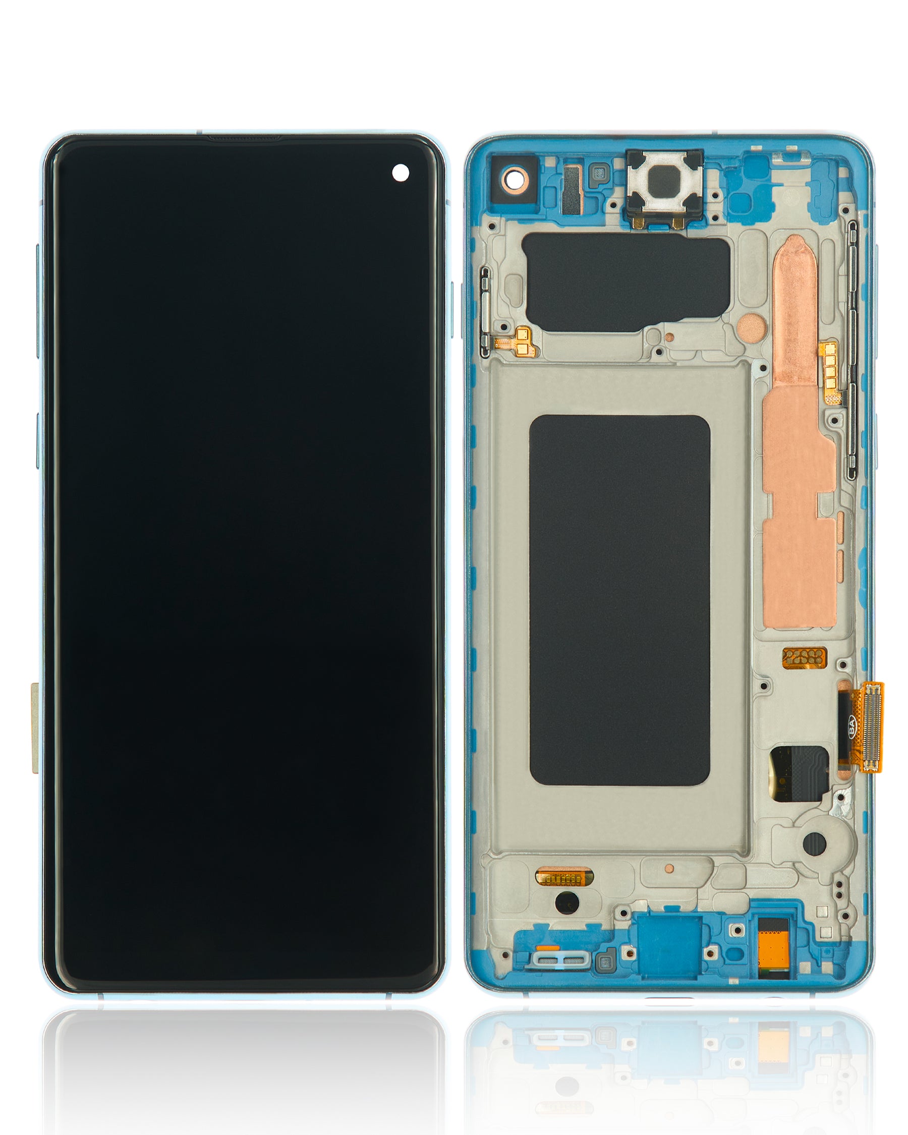Replacement LCD Assembly With Frame (Without Finger Print Sensor) Compatible For Samsung Galaxy S10 (Aftermarket Plus: TFT) (Prism Blue)