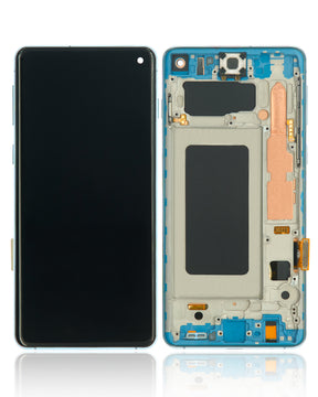 Replacement LCD Assembly With Frame (Without Finger Print Sensor) Compatible For Samsung Galaxy S10 (Aftermarket Plus: TFT) (Prism Blue)