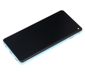 Replacement LCD Assembly With Frame (Without Finger Print Sensor) Compatible For Samsung Galaxy S10 (Aftermarket Plus: TFT) (Prism Blue)