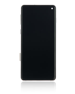 Replacement LCD Assembly With Frame (Without Finger Print Sensor) Compatible For Samsung Galaxy S10 (Aftermarket Plus: TFT) (Prism White)