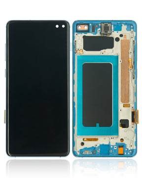 Replacement LCD Assembly With Frame (Without Finger Print Sensor) Compatible For Samsung Galaxy S10 Plus (Aftermarket Plus: TFT) (Prism Blue)