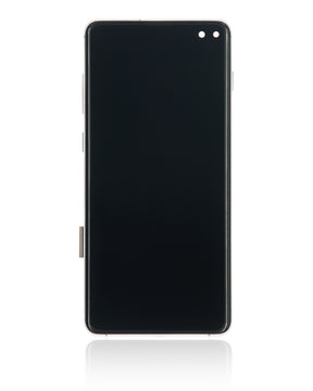 Replacement LCD Assembly With Frame (Without Finger Print Sensor) Compatible For Samsung Galaxy S10 Plus (Aftermarket Plus: TFT) (Prism White)