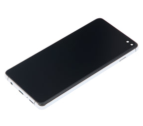 Replacement LCD Assembly With Frame (Without Finger Print Sensor) Compatible For Samsung Galaxy S10 Plus (Aftermarket Plus: TFT) (Prism White)