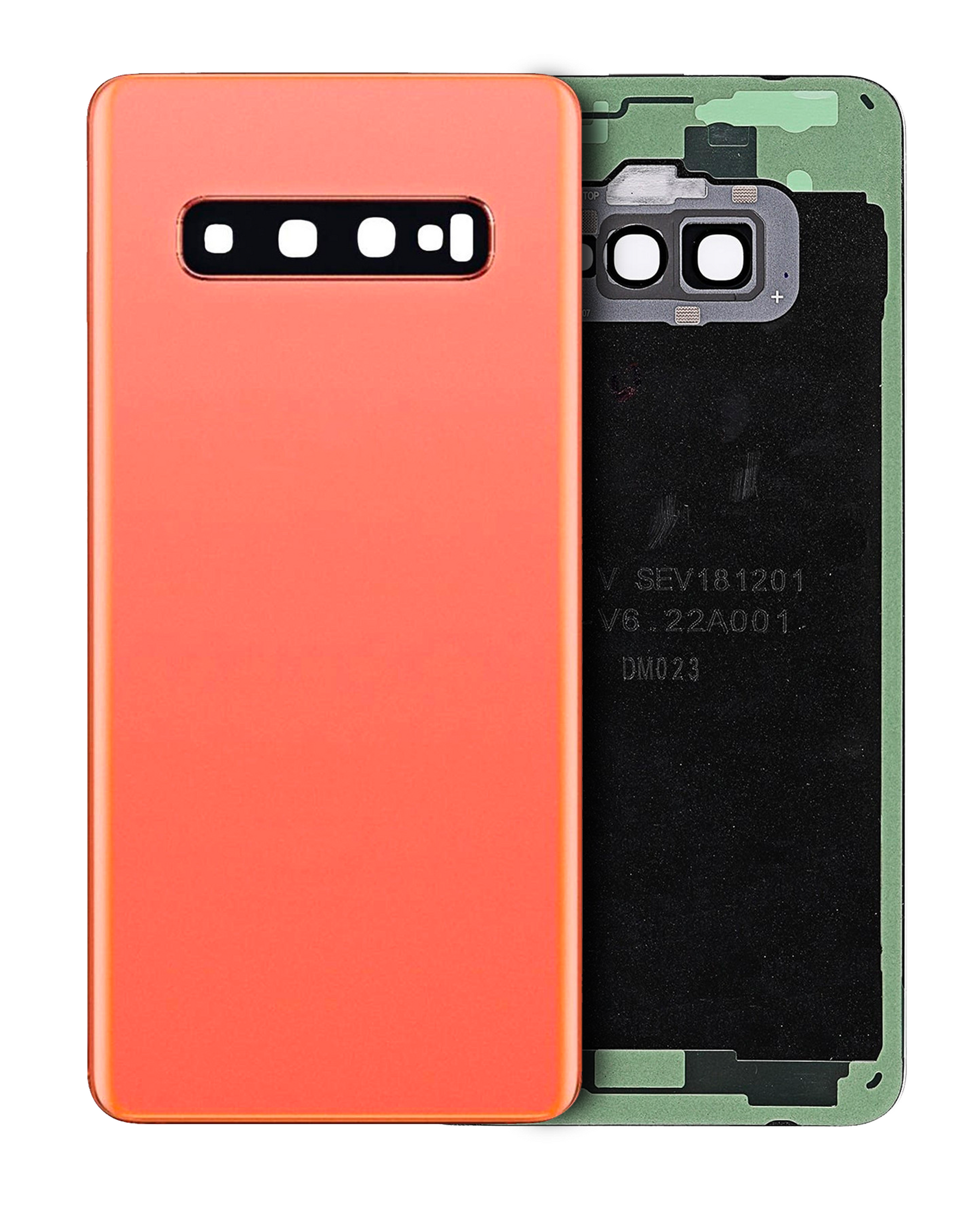 Back cover Glass With Camera Lens Compatible For Samsung Galaxy S10 Replacement (No Logo) (Vemake) (Flamingo Pink)