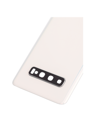 Back cover Glass With Camera Lens Compatible For Samsung Galaxy S10 Replacement (No Logo) (Vemake) (Prism White)