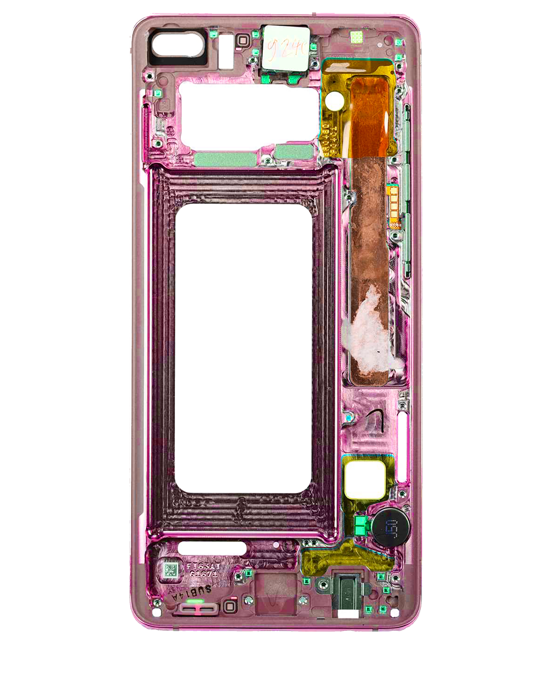 Mid-Frame Housing Compatible For Samsung Galaxy S10 Replacement (With Small Parts) (Flamingo Pink)