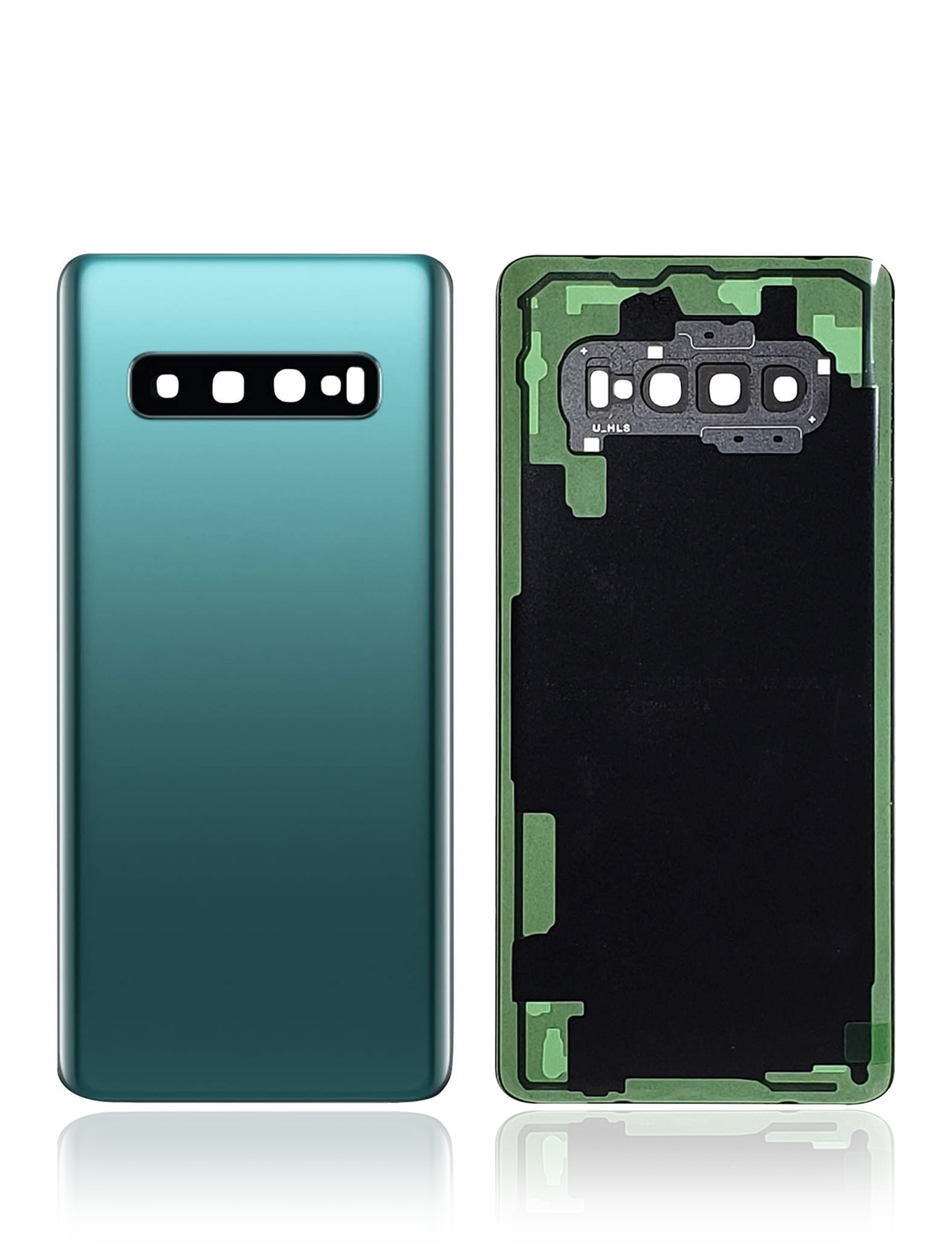 Replacement Back cover Glass With Camera Lens Compatible For Samsung Galaxy S10 Plus (No Logo) (Vemake) (Prism Green)