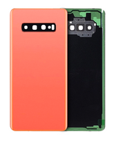 Replacement Back cover Glass With Camera Lens Compatible For Samsung Galaxy S10 Plus (No Logo) (Vemake) (Flamingo Pink)