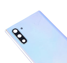 Back Cover Glass With Camera Lens Compatible For Samsung Galaxy Note 10 (No Logo) (Vemake) (Aura Glow / Silver)