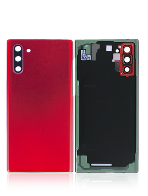 Back Cover Glass With Camera Lens Replacement  Compatible For Samsung Galaxy Note 10 (No Logo) (Vemake) (Aura Red)