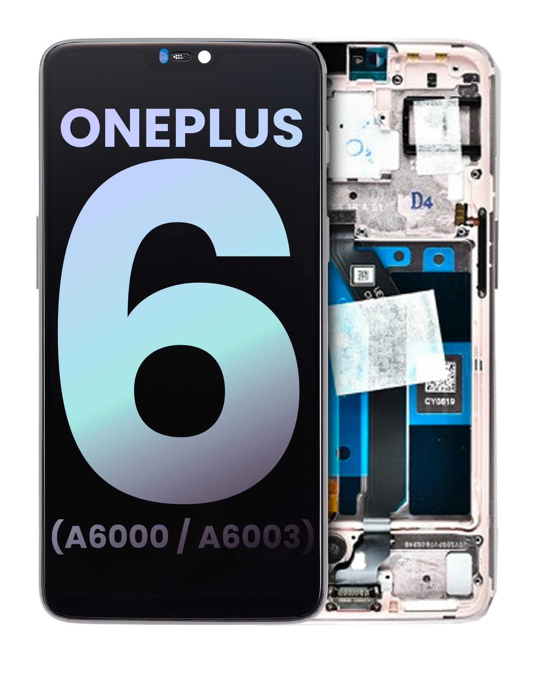 Replacement OLED Assembly With Frame Compatible For OnePlus 6 (A6000 / A6003) (Genuine OEM) (Silk White)