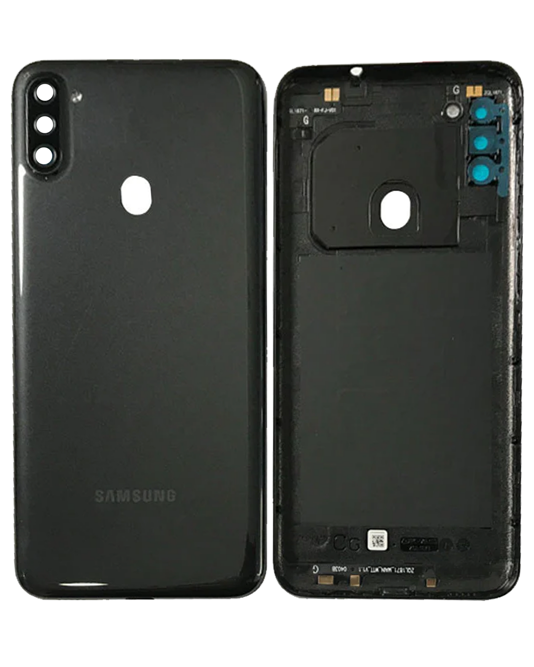 Back Cover Glass With Camera Lens Compatible Samsung Galaxy A11 (A115 / 2020) (US Version) (Service Pack) (Black)