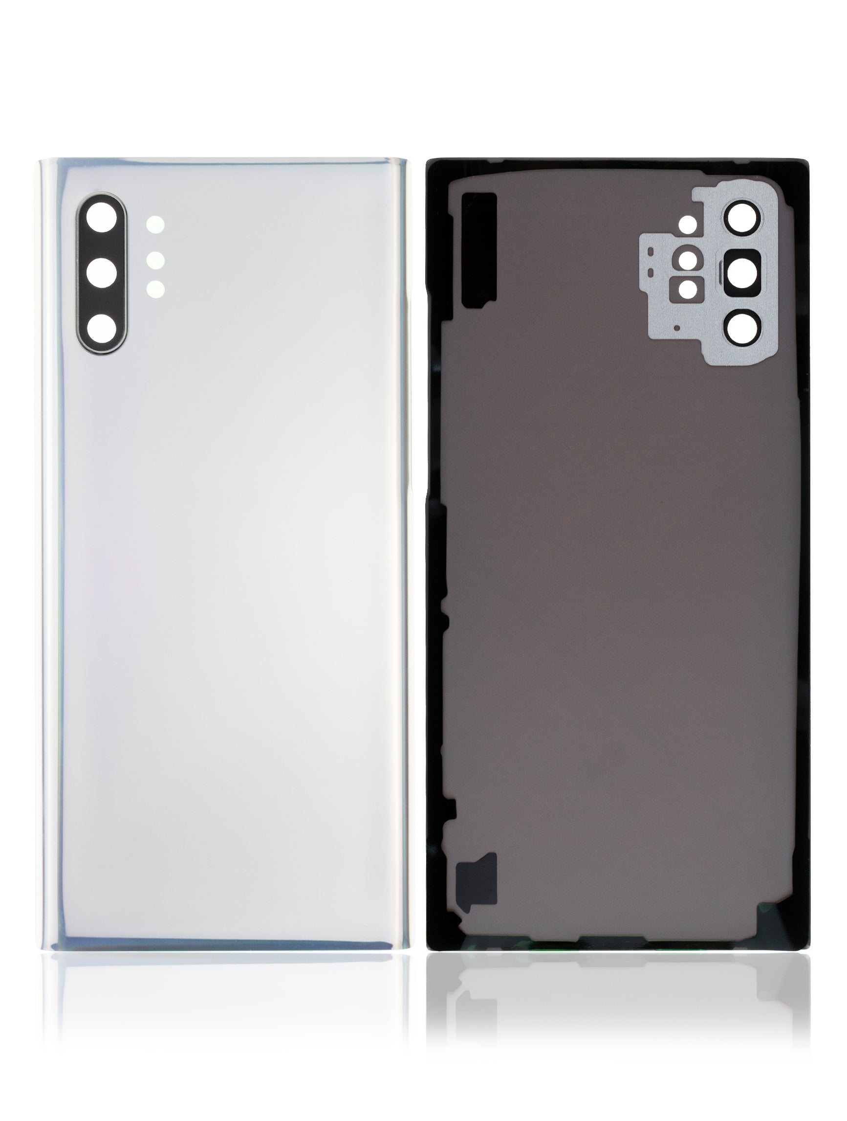 Replacement Back Cover Glass With Camera Lens Compatible For Samsung Galaxy Note 10 Plus / 5G (No Logo) (Vemake) (Aura Glow / Silver)