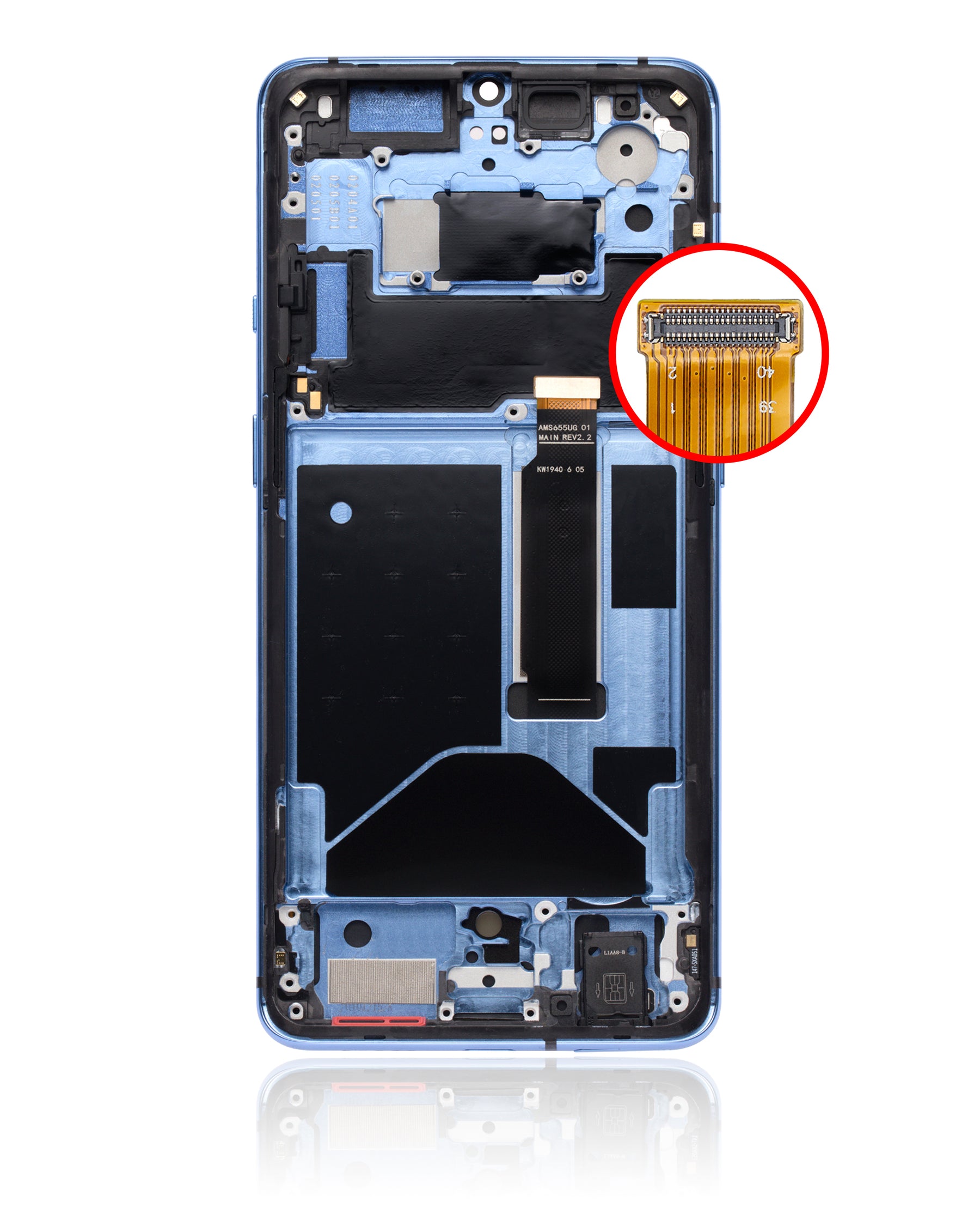 OLED Assembly With Frame Compatible For OnePlus 7T Replacement (Vemake) (Glacier Blue)