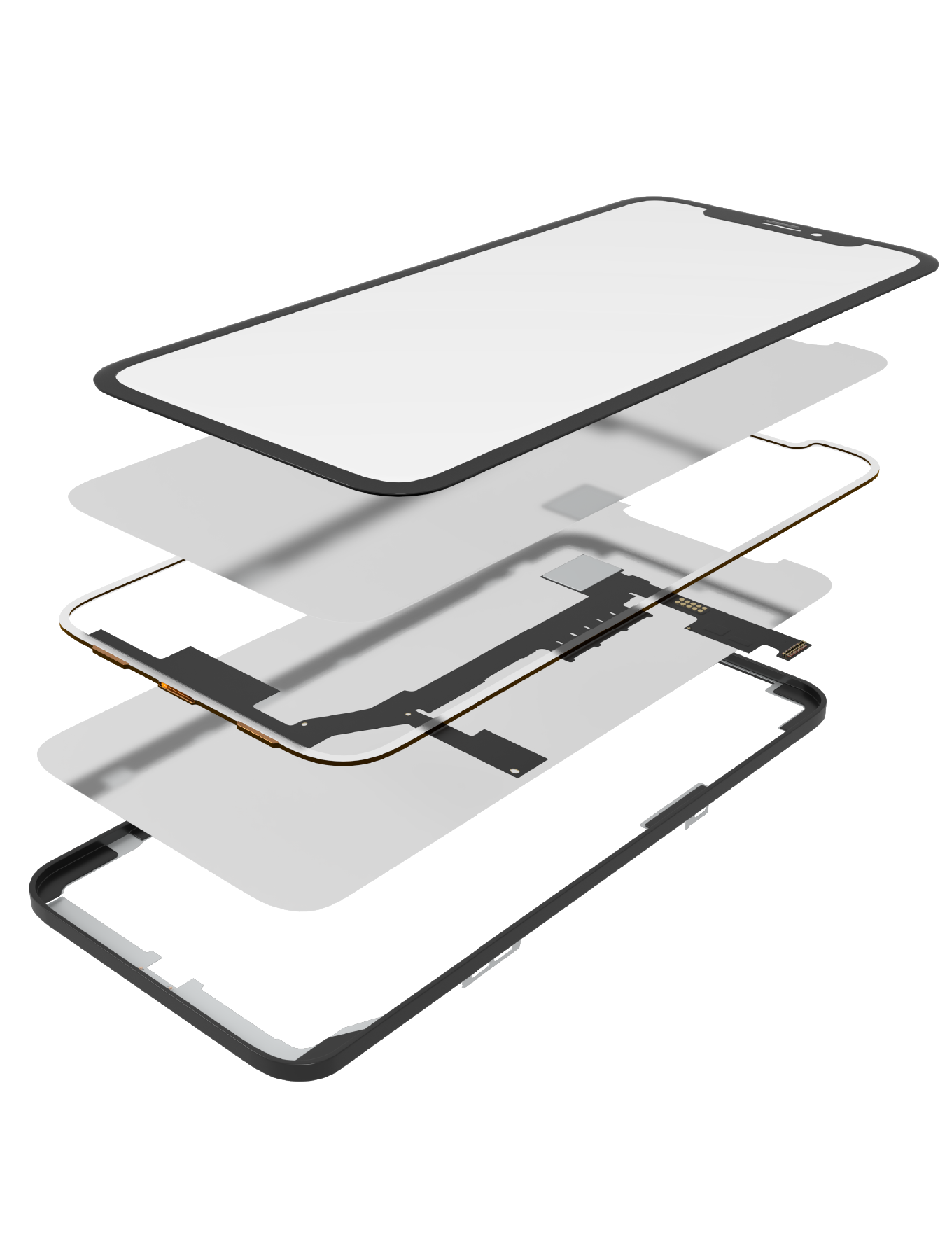 4 in 1 Long Flex (Digitizer Touch With Glass + OCA + Frame Pre-installed) Compatible For iPhone XS Max (OCA Master)