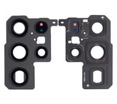 Back Camera Lens With Bezel Ring Compatible For Samsung Galaxy S22 Ultra Replacement (Phantom Black)