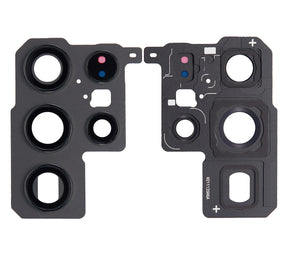 Back Camera Lens With Bezel Ring Compatible For Samsung Galaxy S22 Ultra Replacement (Phantom Black)