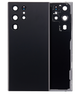 Back Cover Glass With Camera Lens Compatible For Samsung Galaxy S22 Ultra 5G Replacement (No Logo) (Vemake) (Phantom Black)