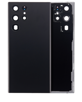 Back Cover Glass With Camera Lens Compatible For Samsung Galaxy S22 Ultra 5G Replacement (No Logo) (Vemake) (Phantom Black)