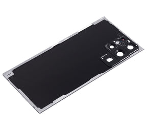 Back Cover Glass With Camera Lens Compatible For Samsung Galaxy S22 Ultra 5G Replacement (No Logo) (Vemake) (Phantom Black)