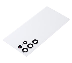 Back Cover Glass With Camera Lens Compatible For Samsung Galaxy S22 Ultra 5G Replacement(No Logo) (Vemake) (White)