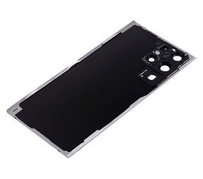 Back Cover Glass With Camera Lens Compatible For Samsung Galaxy S22 Ultra 5G Replacement(No Logo) (Vemake) (White)